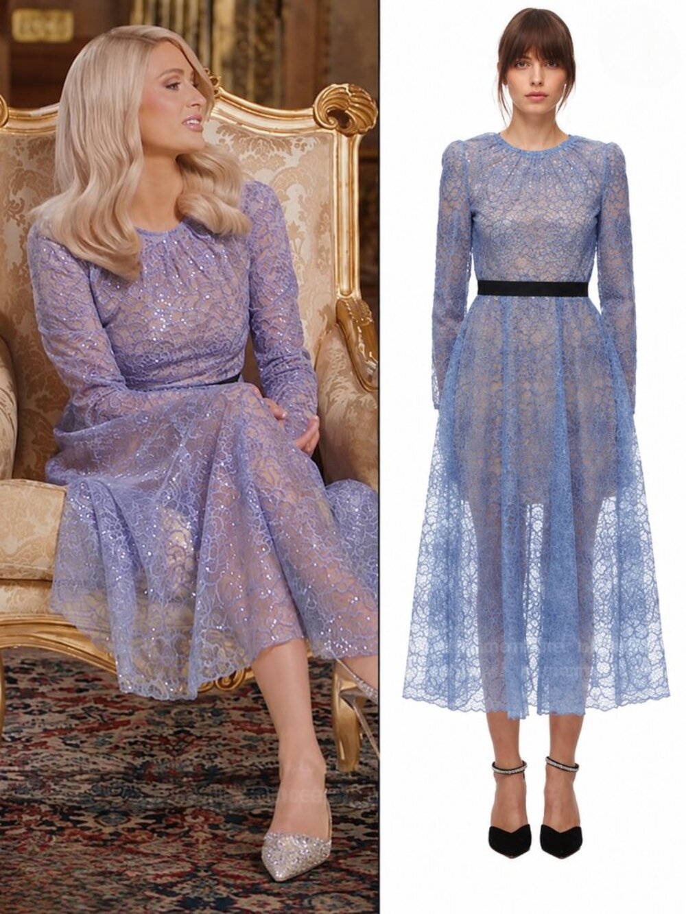 Self-Portrait Blue Flower Sequin Midi Dress – Sz 2